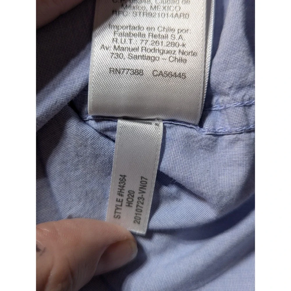 J.Crew Re-Imagined Blue Cotton Pajama Top Button Down‎ Piping H4364 Womens L